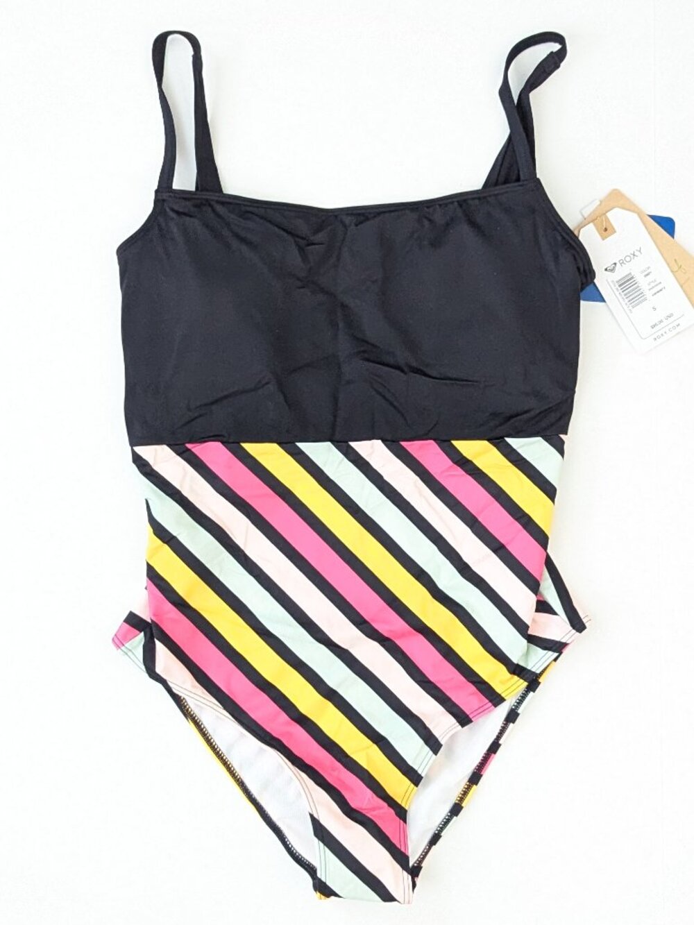 Roxy Pop Surf One-Piece Swimsuit Black Multi Women's Small